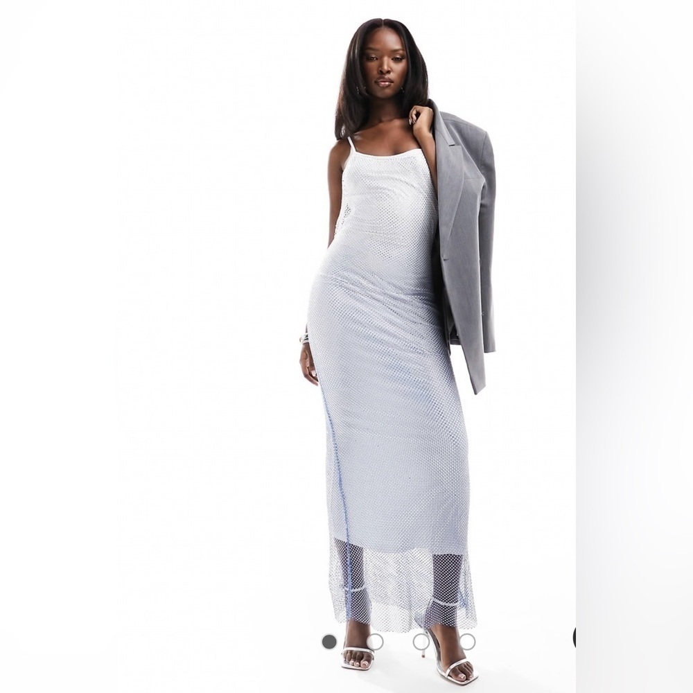 NWT ASOS Rare London Premium strappy ombre diamante midi dress size 0